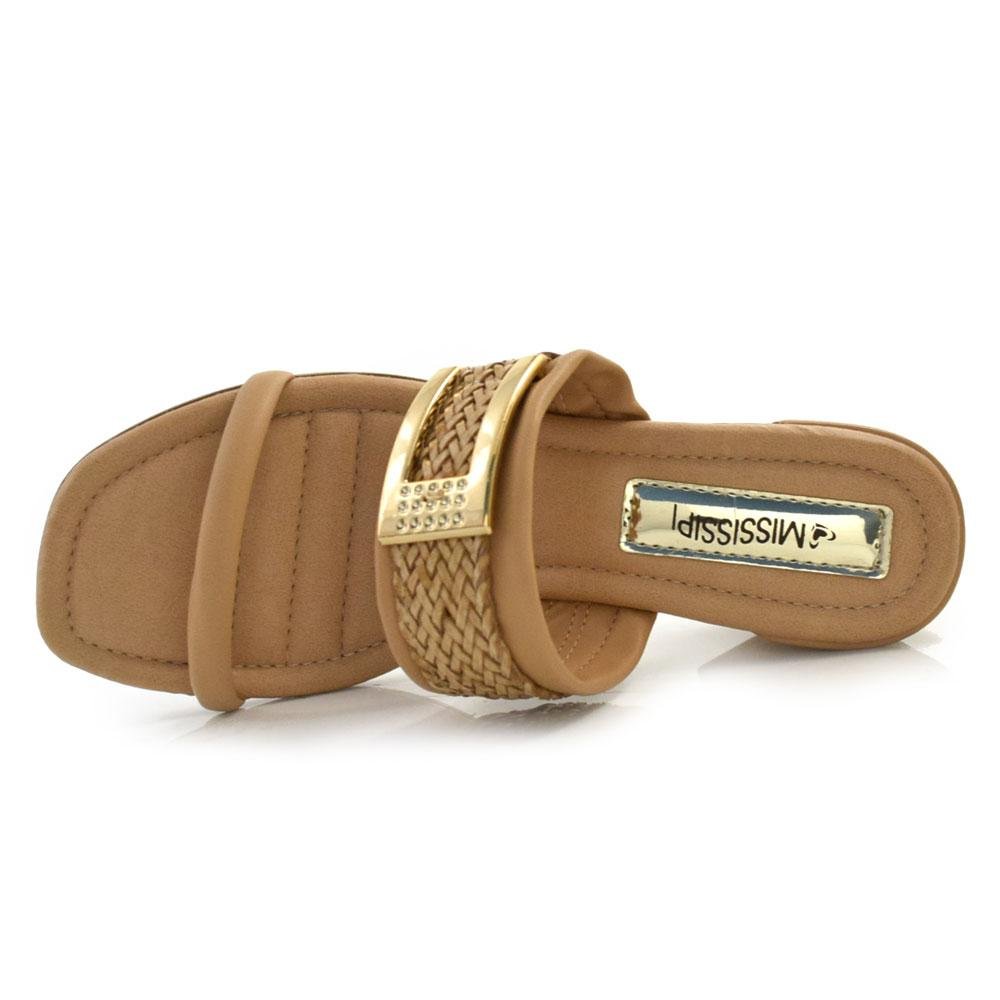 Tamanco de Salto Bloco Feminino Mississipi MB831 Bege 6