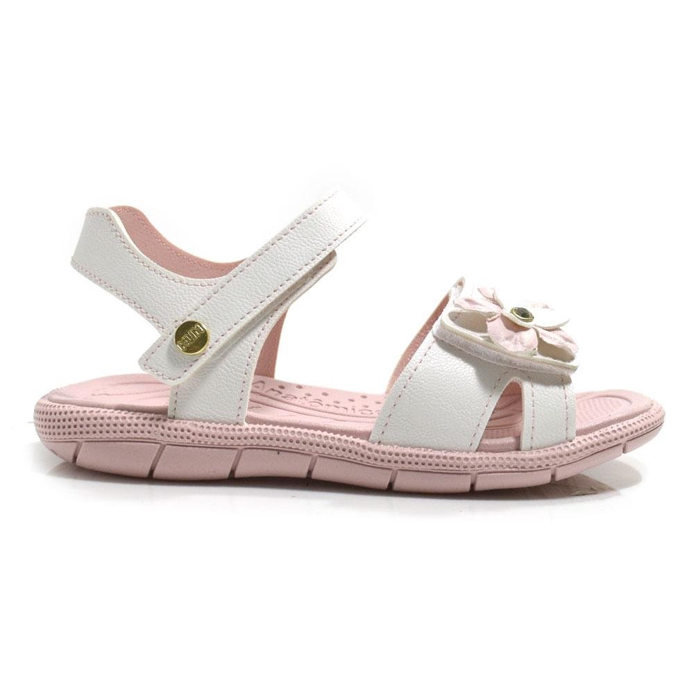 Sandália Feminina Infantil Klin Branco/Rosa 3