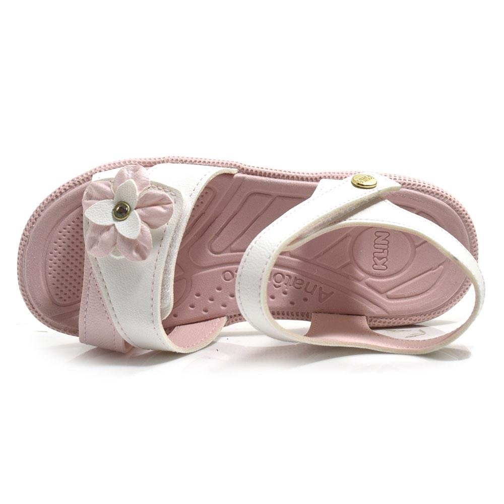 Sandália Feminina Infantil Klin Branco/Rosa 6