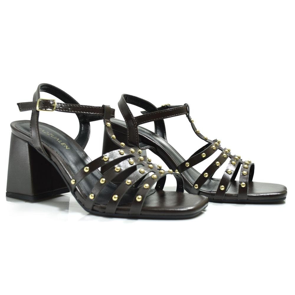 Sandália de Salto Bloco Feminina Cazzualen Marrom 2