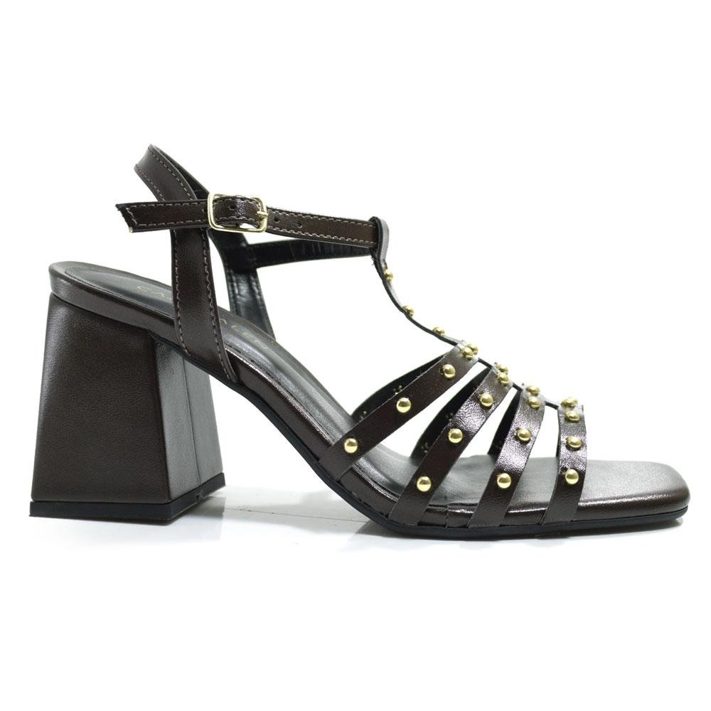 Sandália de Salto Bloco Feminina Cazzualen Marrom 3