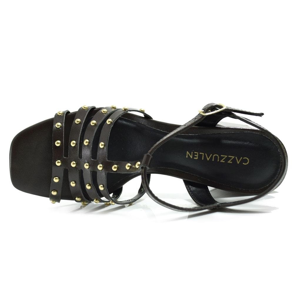 Sandália de Salto Bloco Feminina Cazzualen Marrom 6