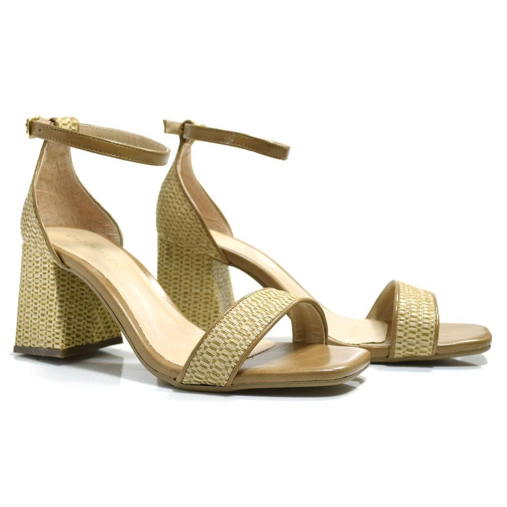 Sandália de Salto Bloco Feminina Cazzualen Bege 2