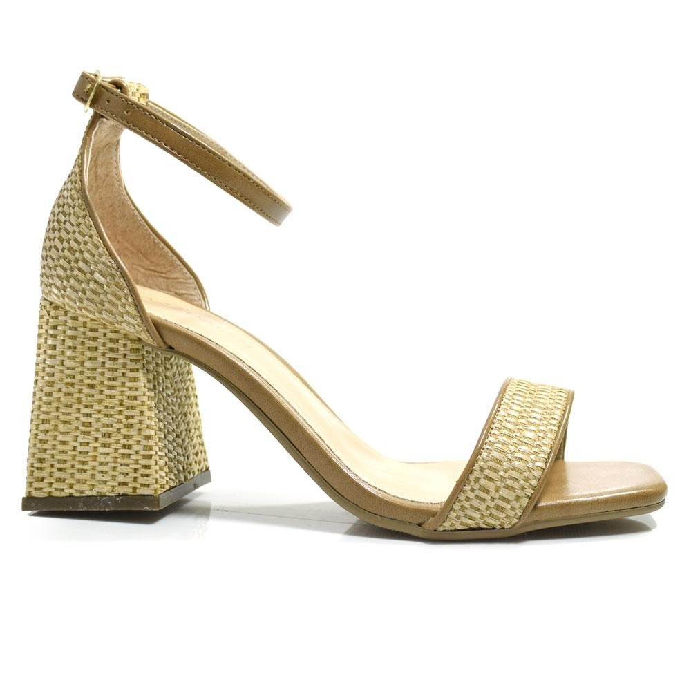 Sandália de Salto Bloco Feminina Cazzualen Bege 3