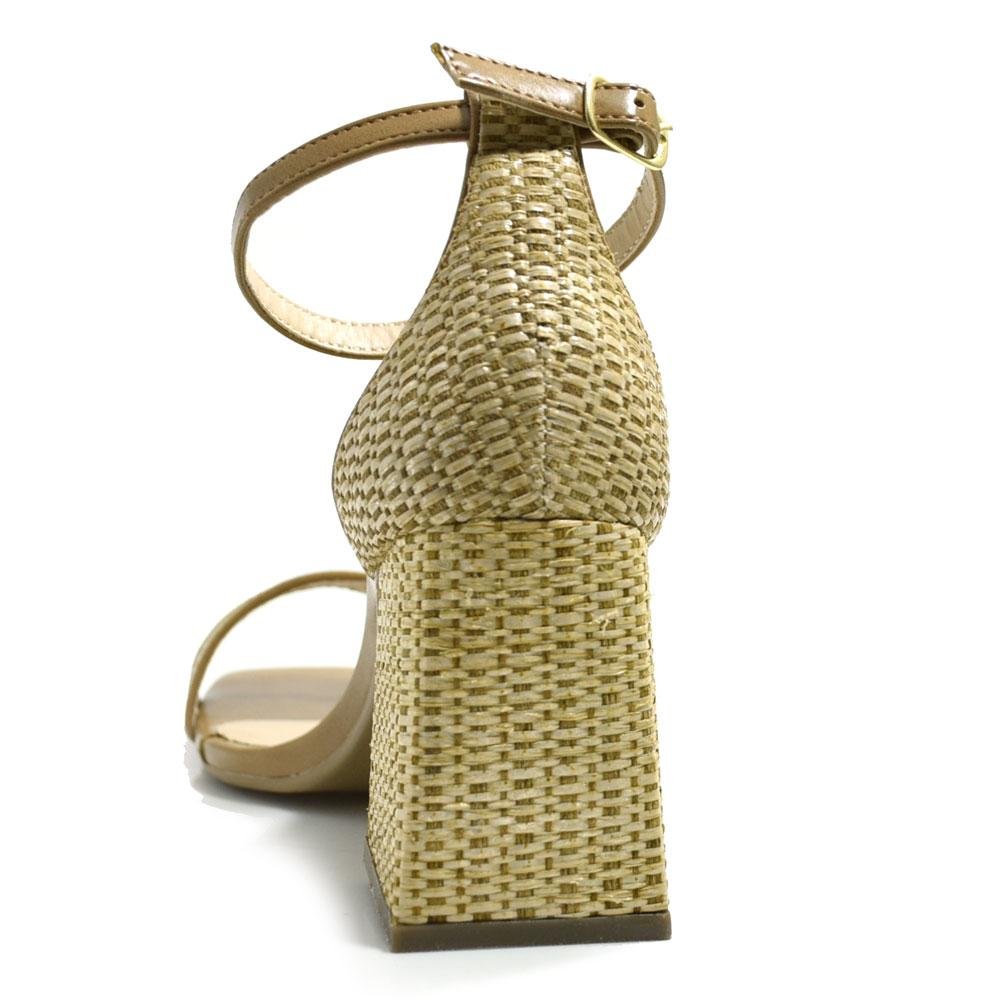 Sandália de Salto Bloco Feminina Cazzualen Bege 4