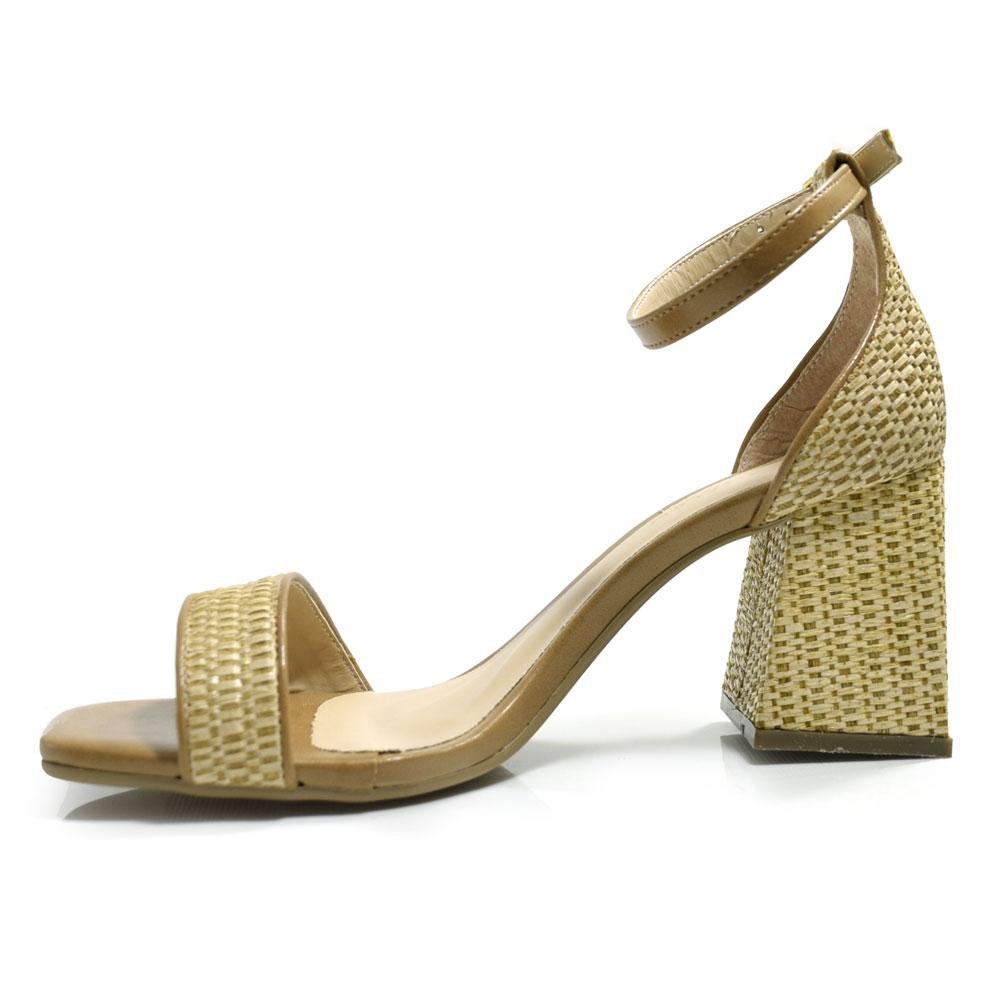 Sandália de Salto Bloco Feminina Cazzualen Bege 5