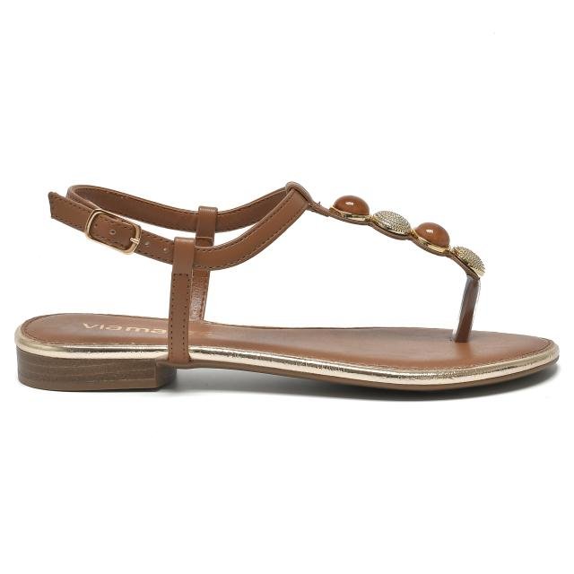 Sandália Rasteira Feminina Via Marte  Marrom 2