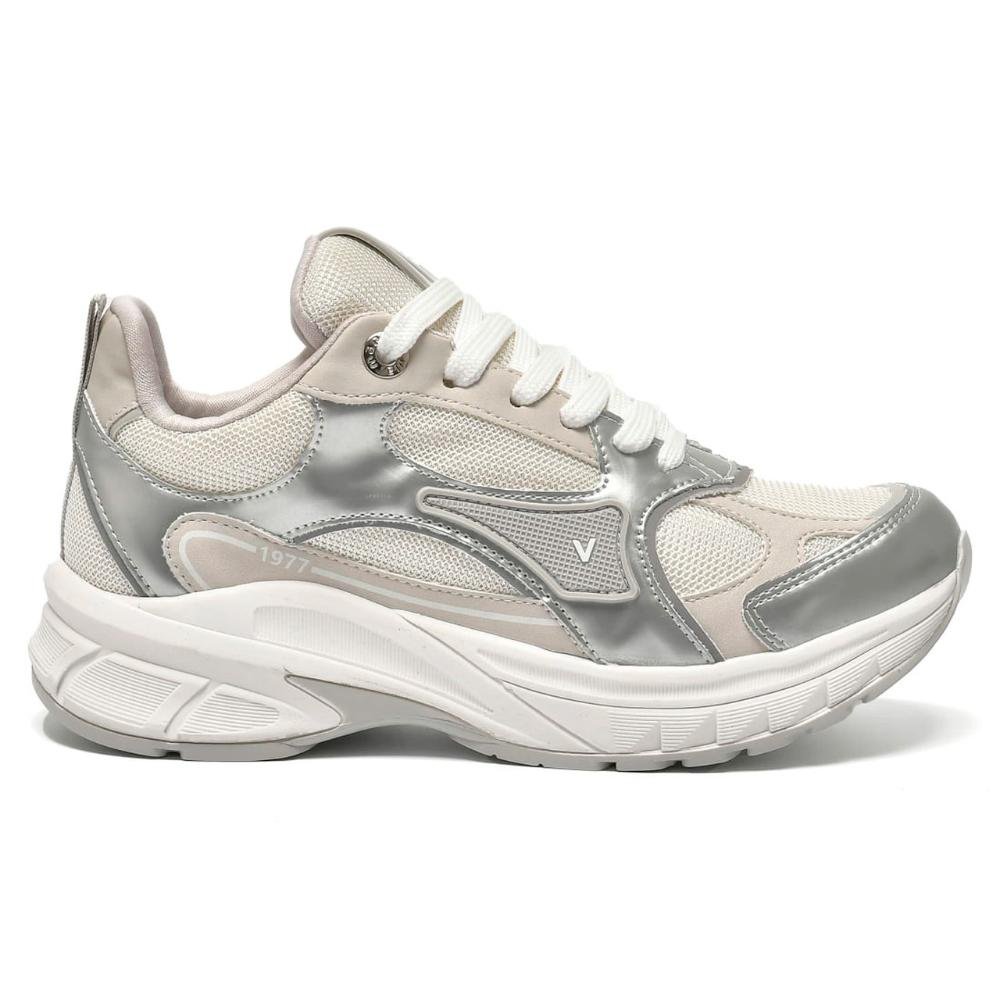 Tênis Casual Esportivo Prata Feminino Via Marte Cinza/Bege 2