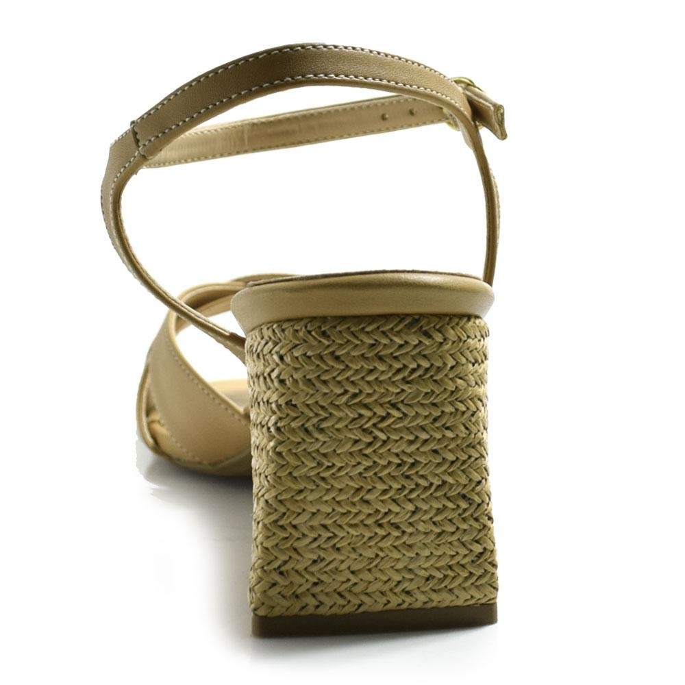 Sandália de Salto Bloco Feminina Cazzualen Bege 4