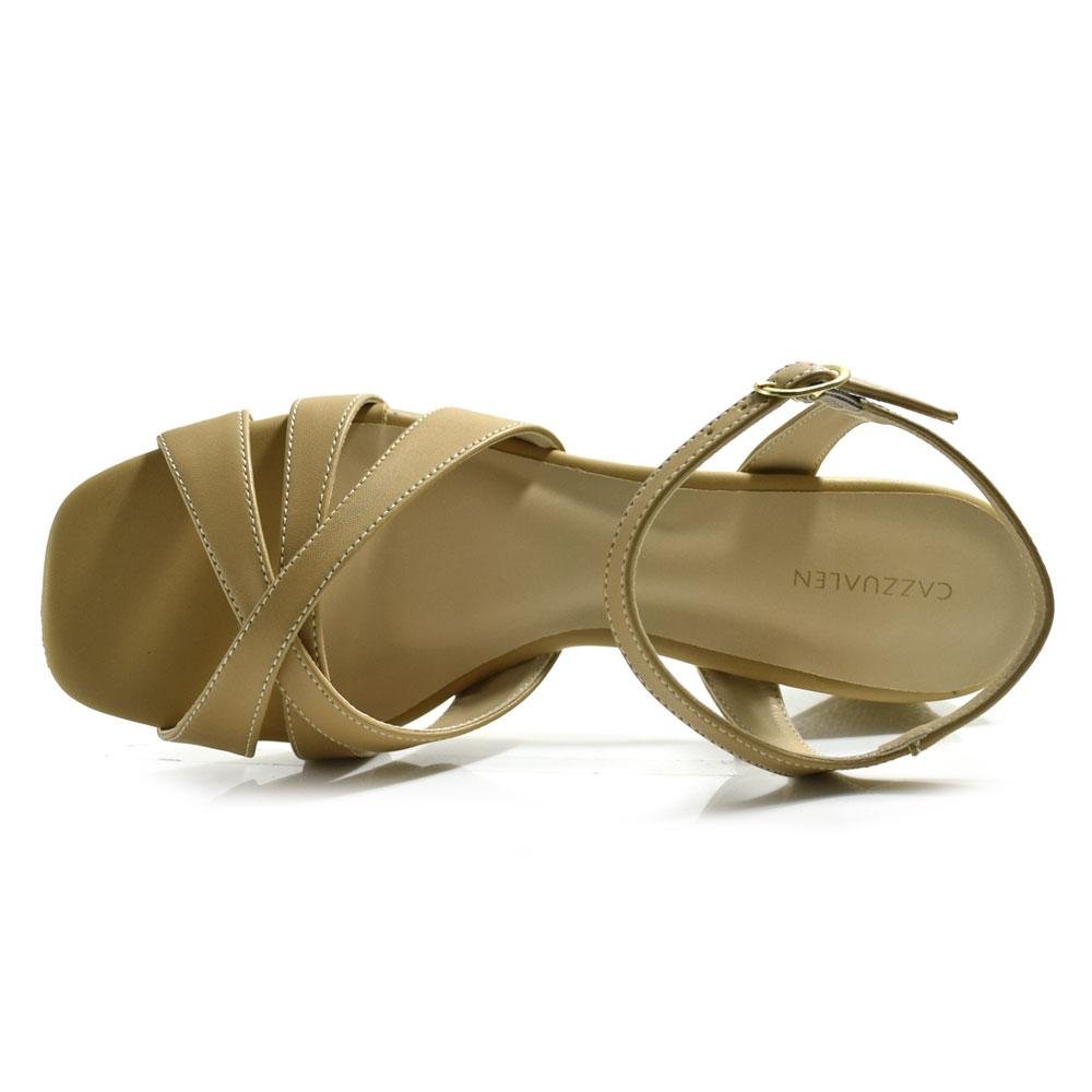Sandália de Salto Bloco Feminina Cazzualen Bege 6