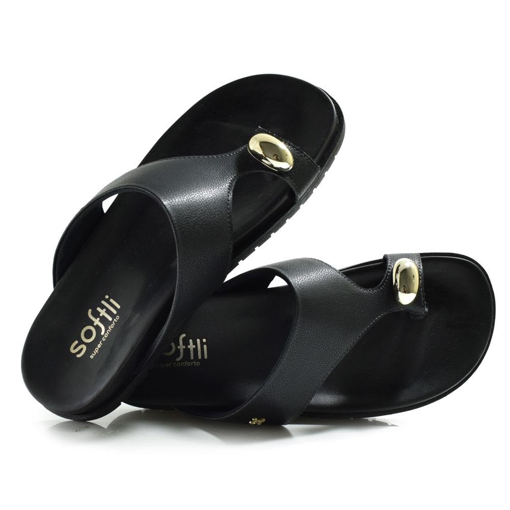 Sandália Papete Feminina Softli Preto 2