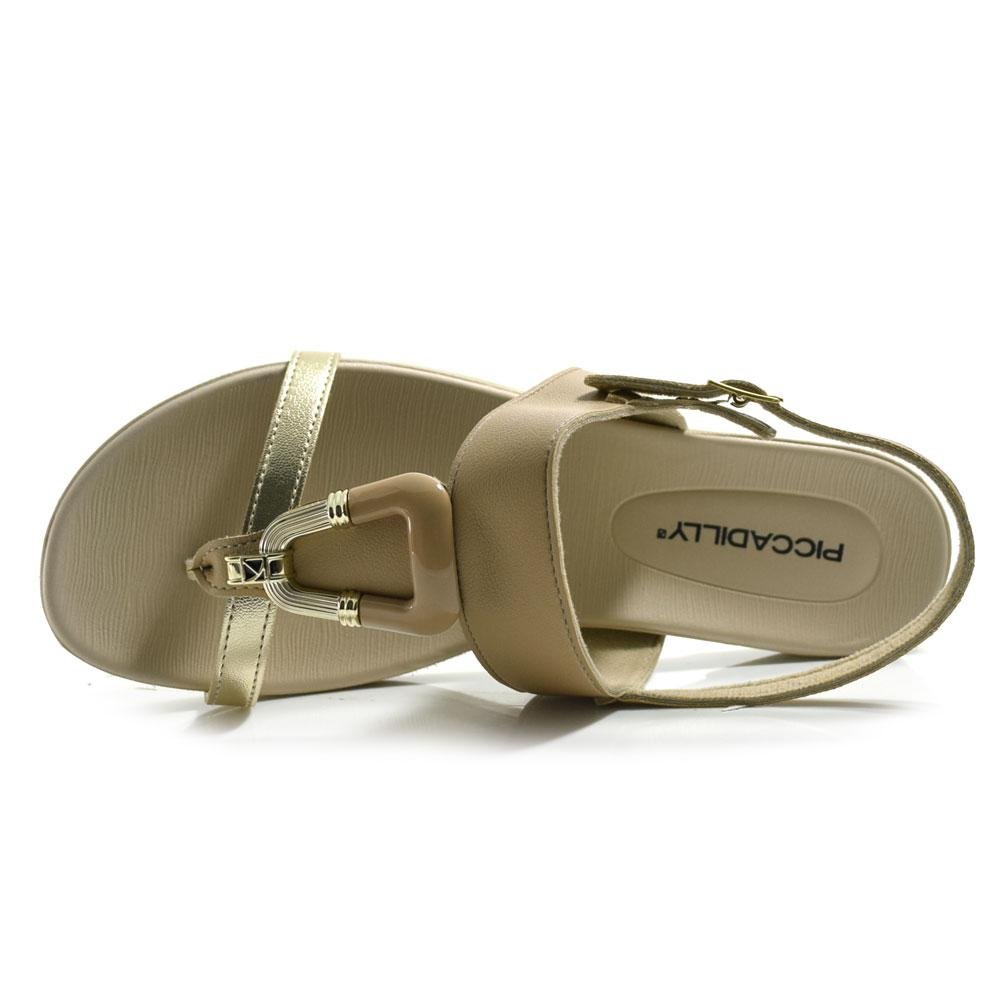 Sandália Rasteira Feminina Piccadilly Bege 6