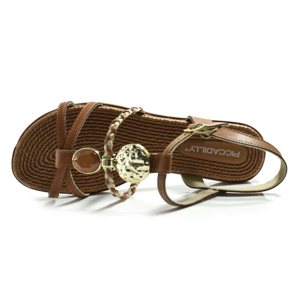 Sandália Rasteira Feminina Piccadilly Marrom 6