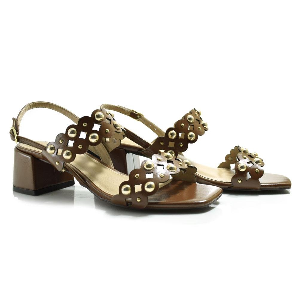 Sandália de Salto Bloco Feminina Suzzara Marrom 2