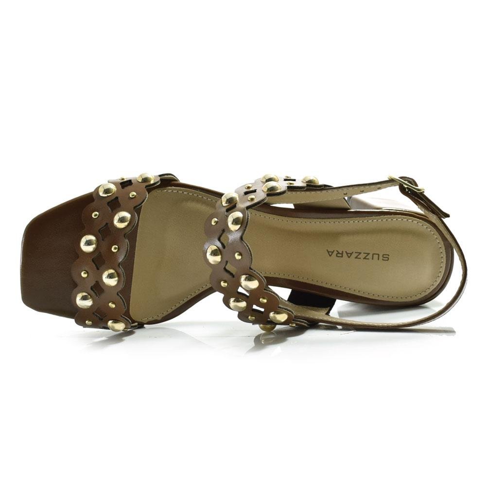 Sandália de Salto Bloco Feminina Suzzara Marrom 6