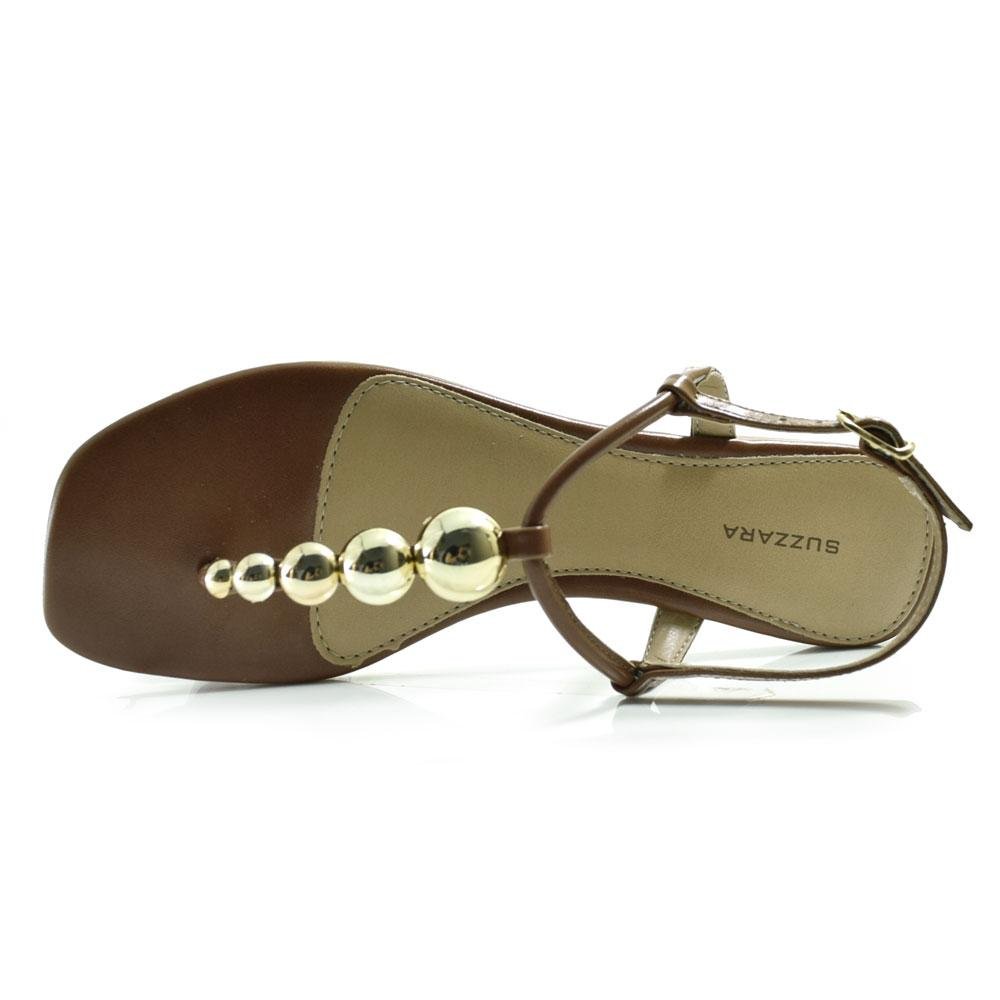 Sandália Rasteira Feminina Suzzara Marrom 6