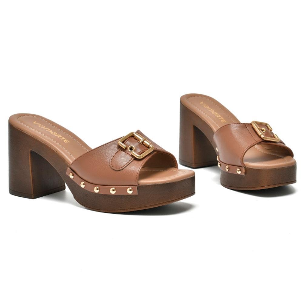Tamanco Plataforma Feminino Via Marte Marrom 4
