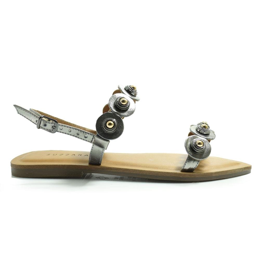 Sandália Rasteira Feminina Suzzara Prata 3