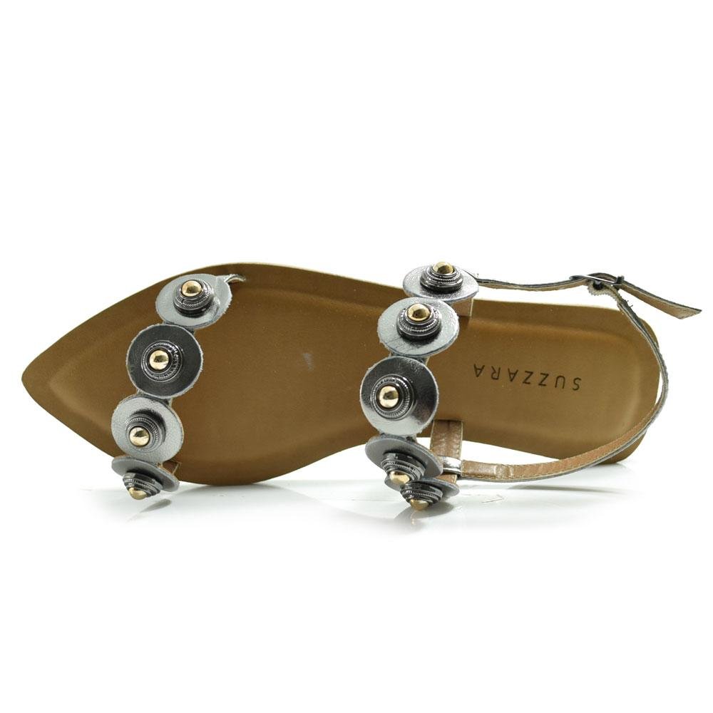 Sandália Rasteira Feminina Suzzara Prata 6