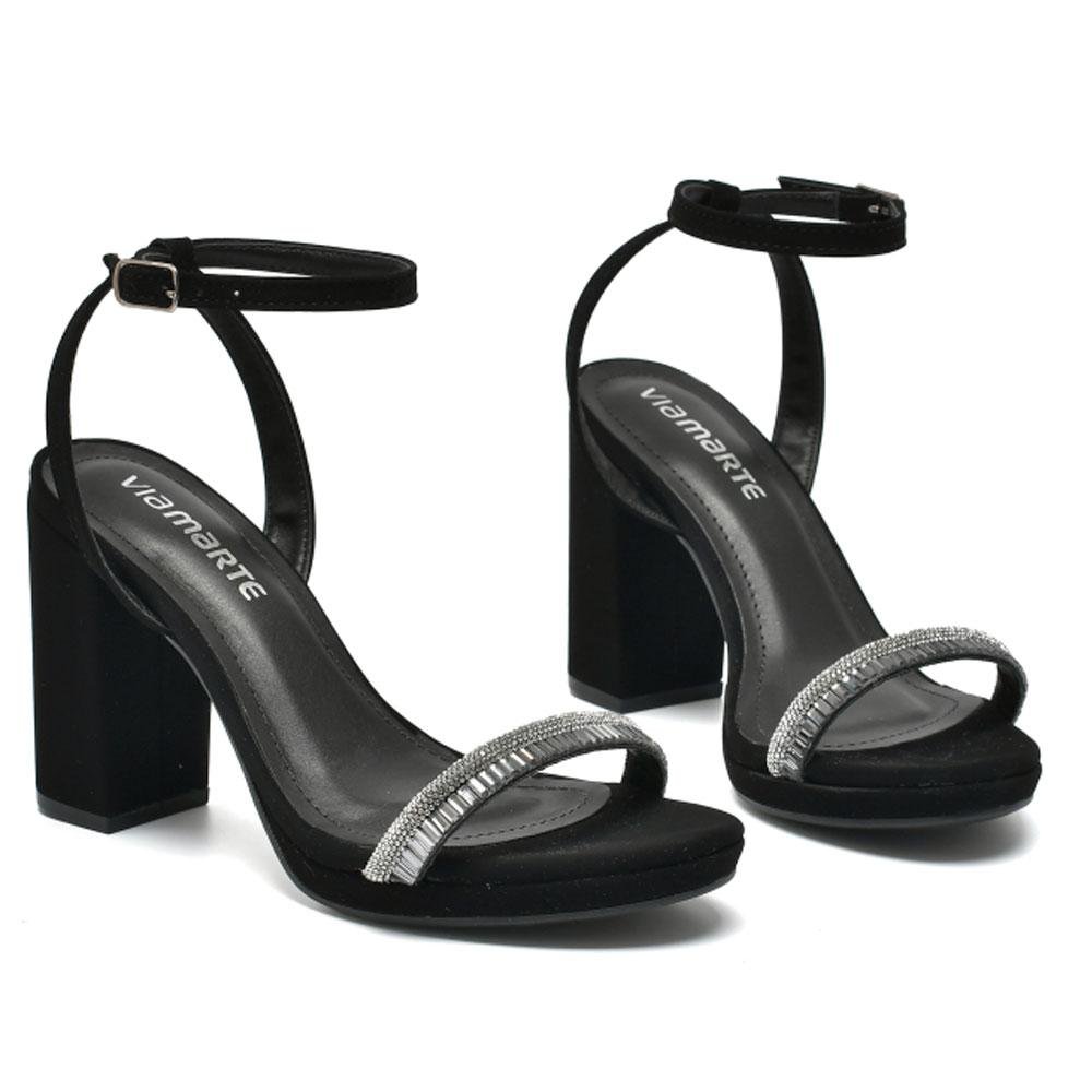 Sandalia de Festa e Salto Bloco Feminina Via Marte 280-003-01 Preto 3