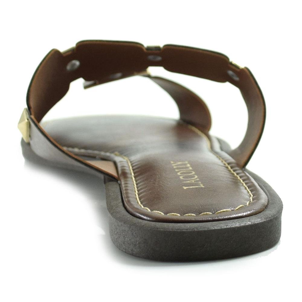 Sandália Rasteira Feminina Lacolly Marrom 4