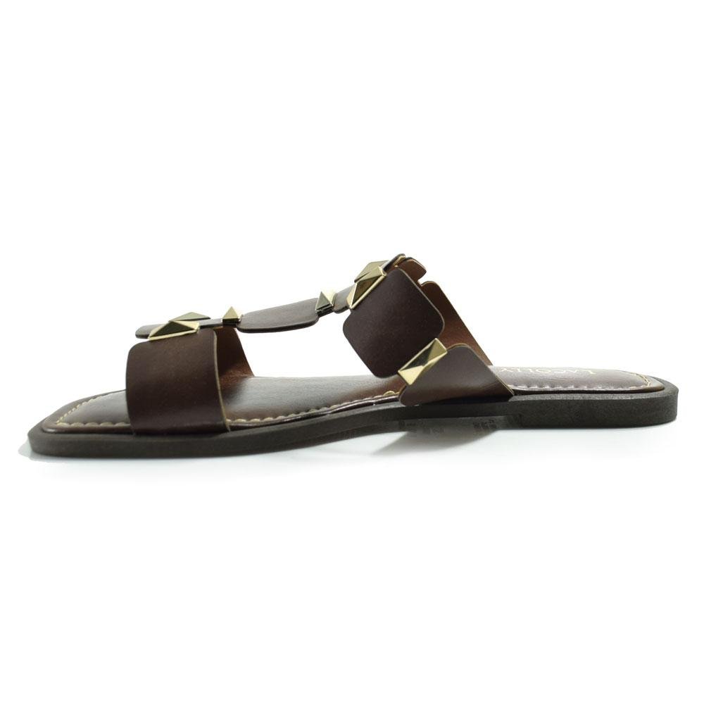 Sandália Rasteira Feminina Lacolly Marrom 5