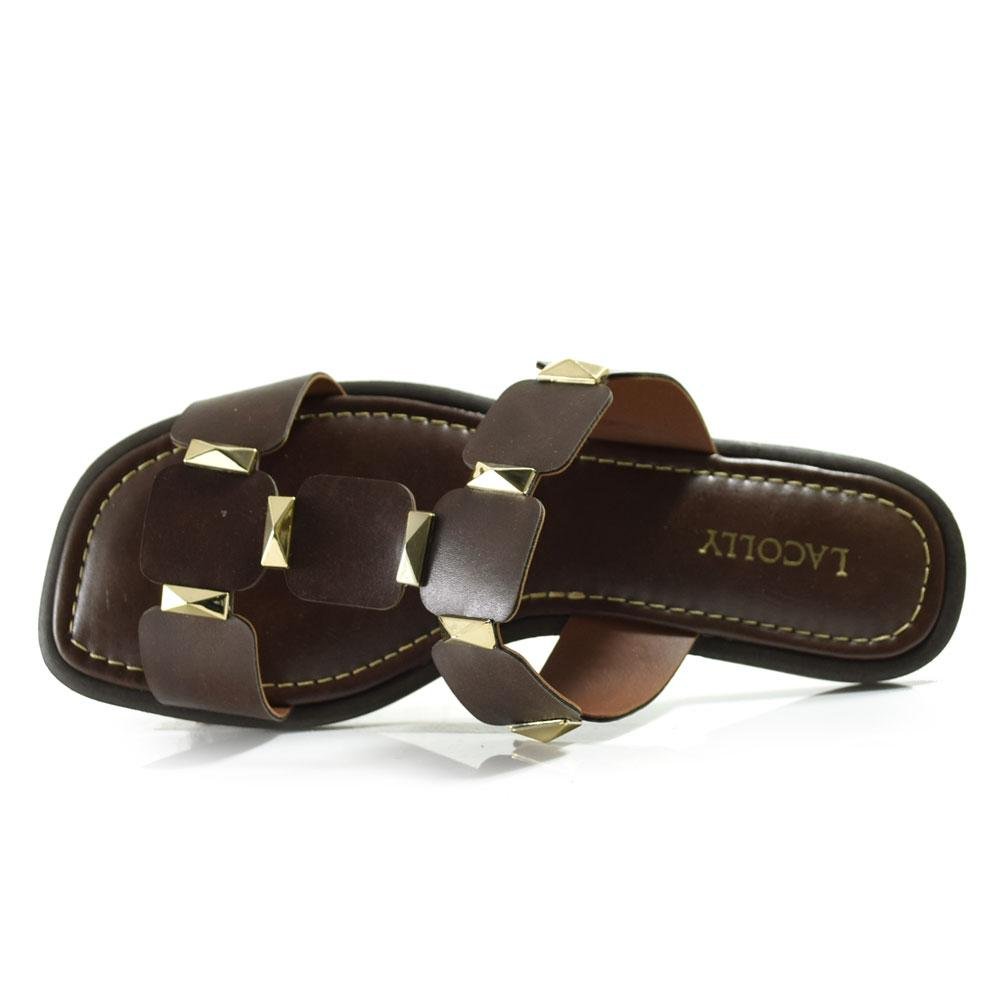 Sandália Rasteira Feminina Lacolly Marrom 6