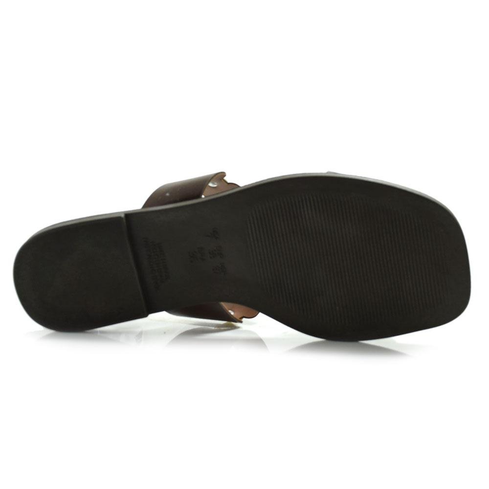 Sandália Rasteira Feminina Lacolly Marrom 7