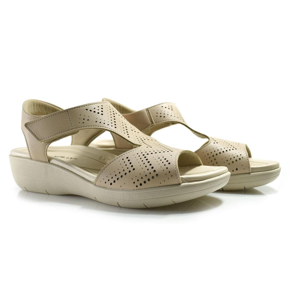 Sandália Anabela Feminina Piccadilly Bege 2