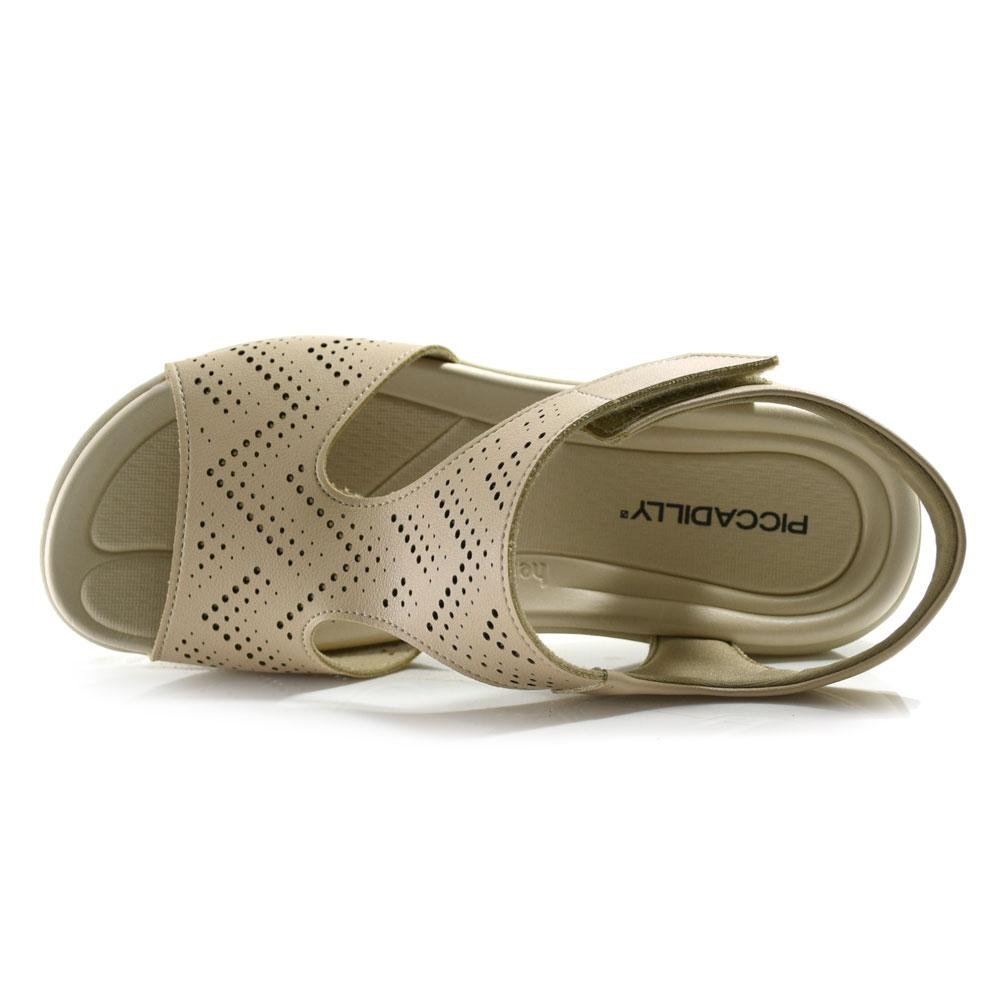 Sandália Anabela Feminina Piccadilly Bege 6