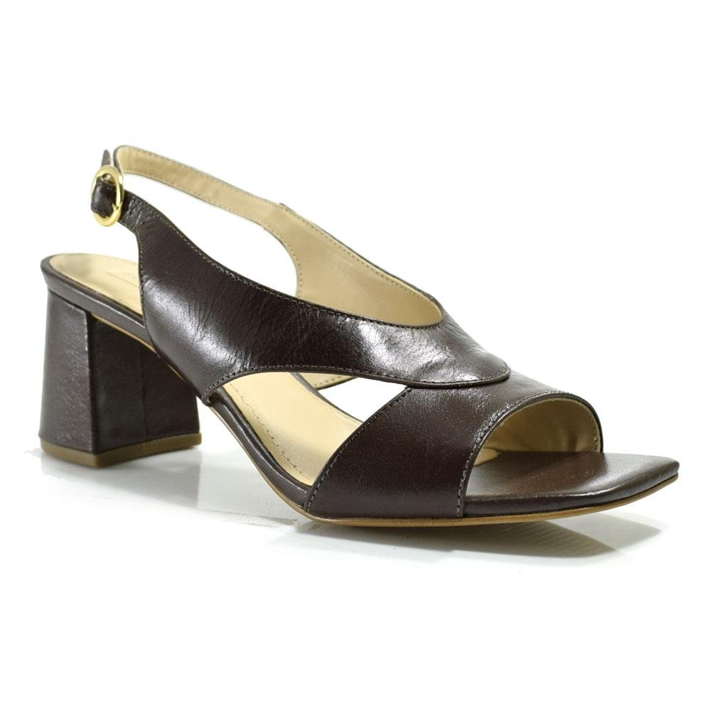 Sandália de Couro e Salto Bloco Feminina Suzzara