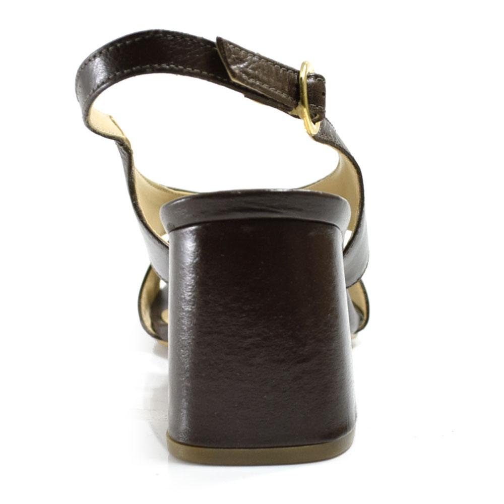Sandália de Couro e Salto Bloco Feminina Suzzara Café 4