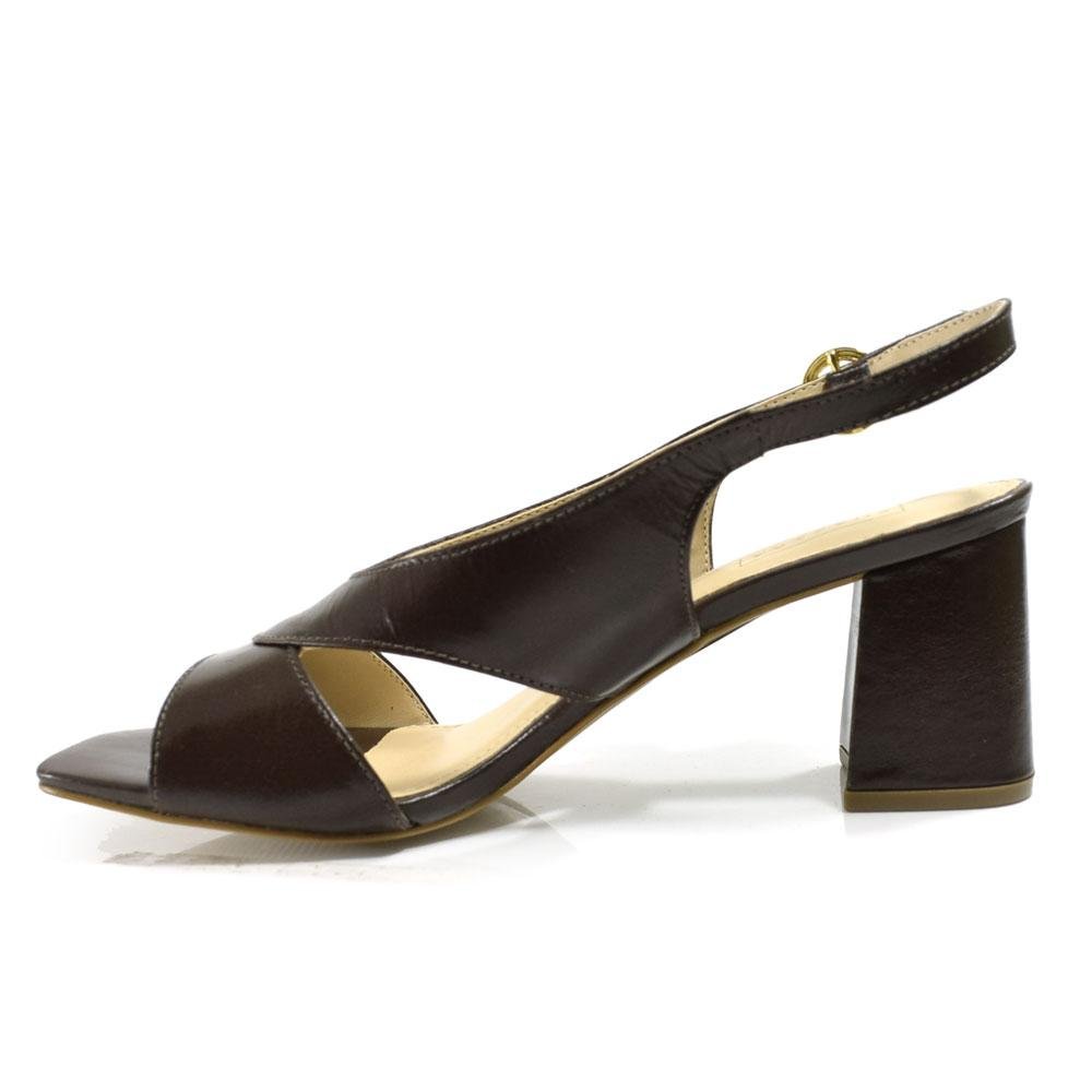 Sandália de Couro e Salto Bloco Feminina Suzzara Café 5