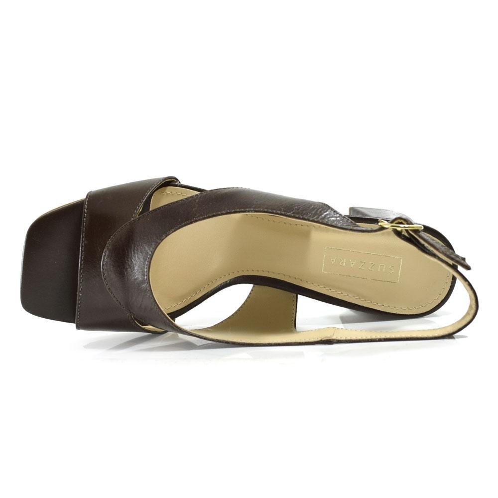 Sandália de Couro e Salto Bloco Feminina Suzzara Café 6