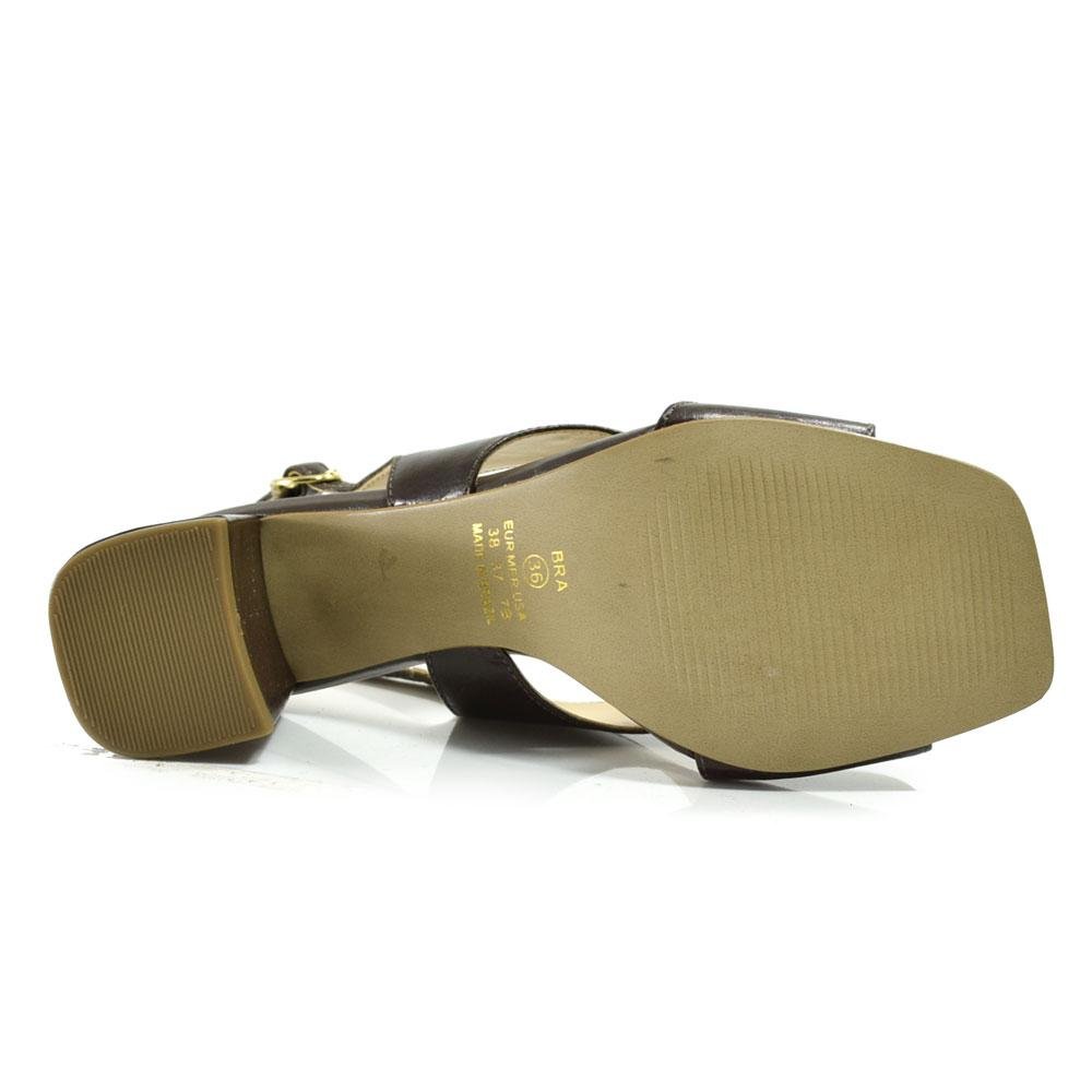 Sandália de Couro e Salto Bloco Feminina Suzzara Café 7