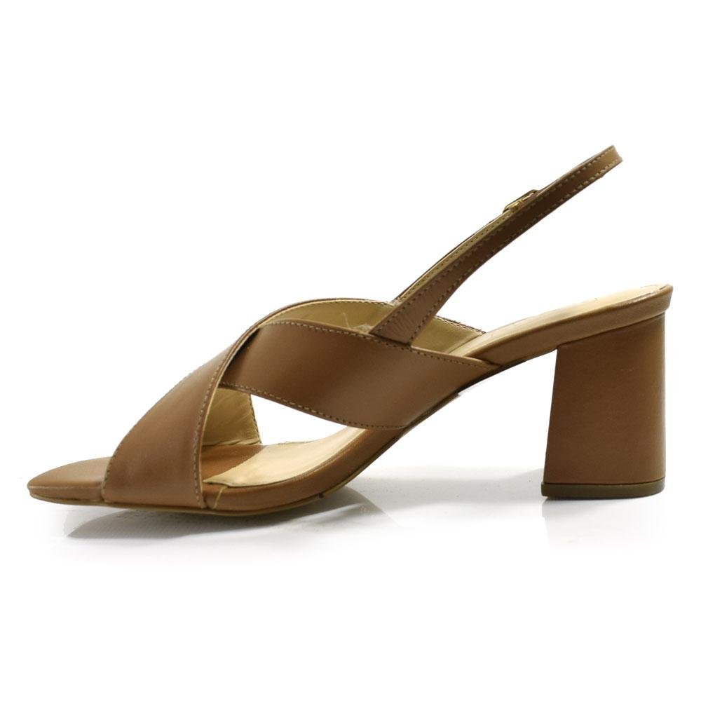 Sandália de Couro e Salto Bloco Suzzara Marrom 5