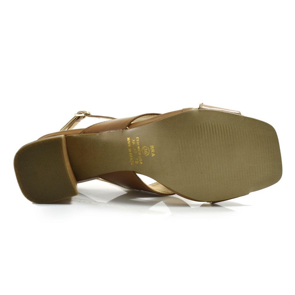 Sandália de Couro e Salto Bloco Suzzara Marrom 7