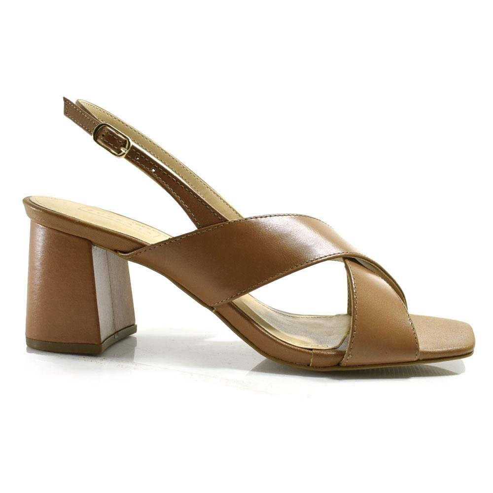 Sandália de Couro e Salto Bloco Suzzara Marrom 3