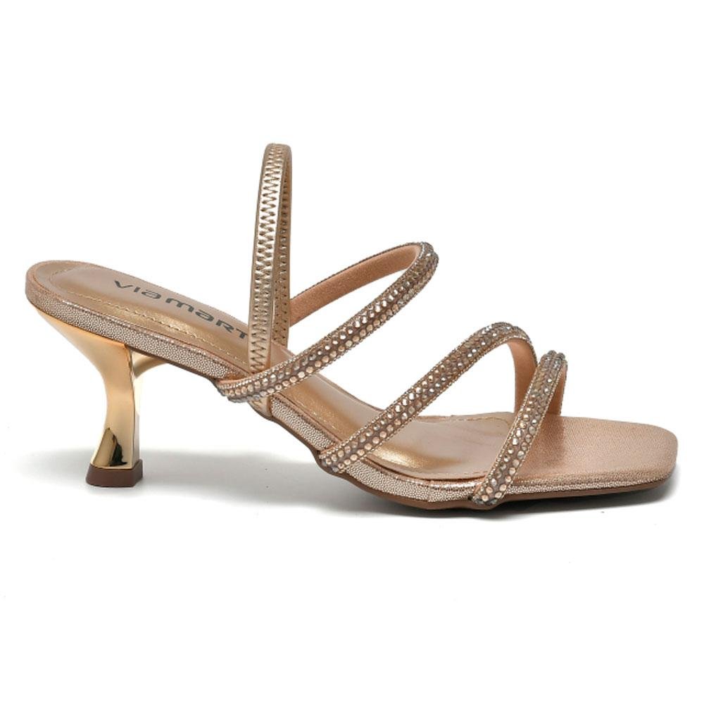 Sandália de Festa e Salto Feminina Via Marte Dourado 4