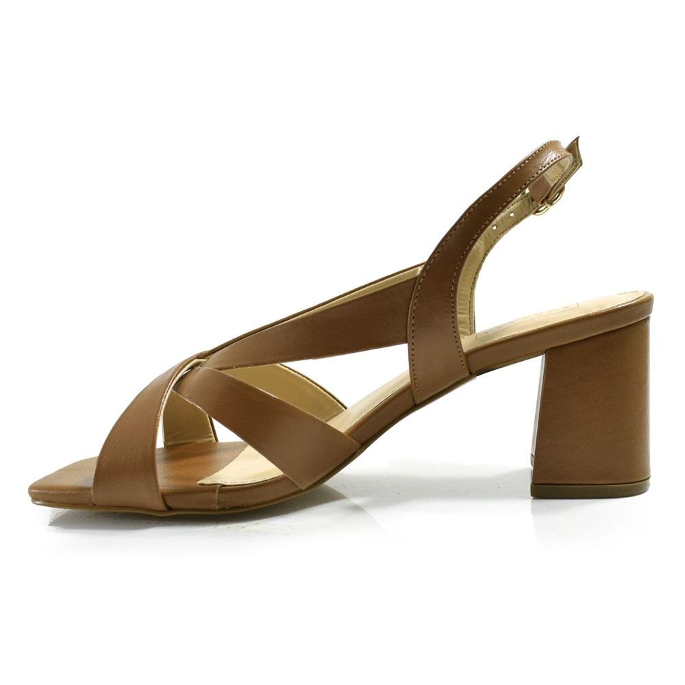 Sandália de Couro e Salto Bloco Suzzara Marrom 5