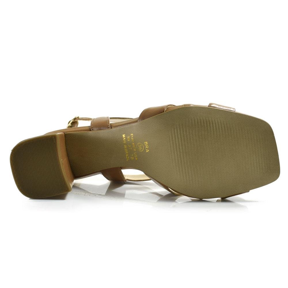 Sandália de Couro e Salto Bloco Suzzara Marrom 7