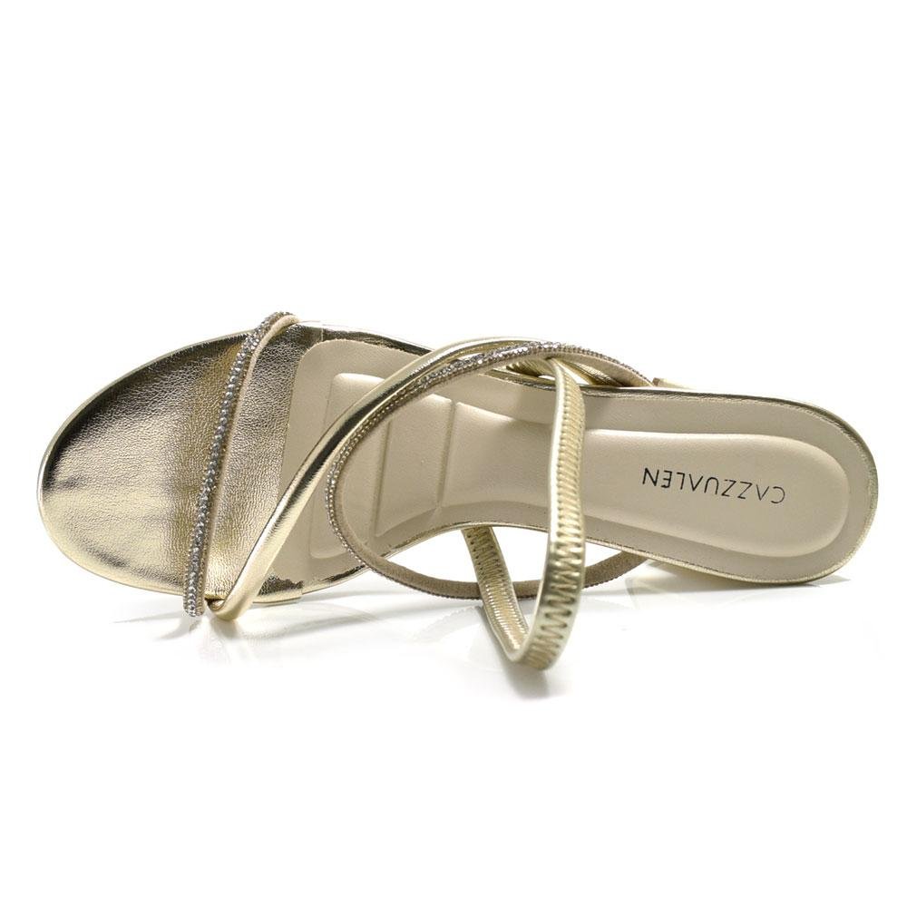 Sandália de Salto Bloco Feminina Cazzualen Dourado 6