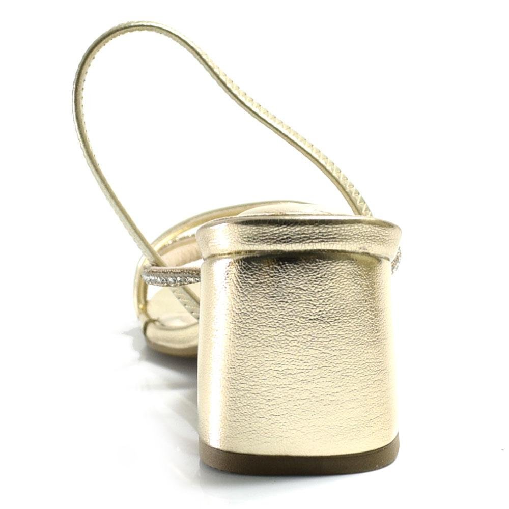 Sandália de Salto Bloco Feminina Cazzualen Dourado 4