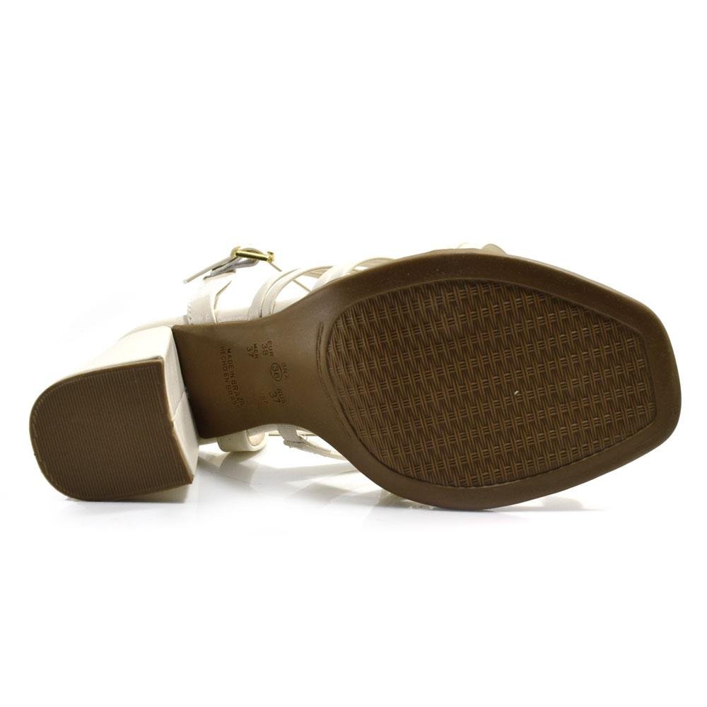 Sandália de Salto Bloco Feminina Ramarim Off White 7