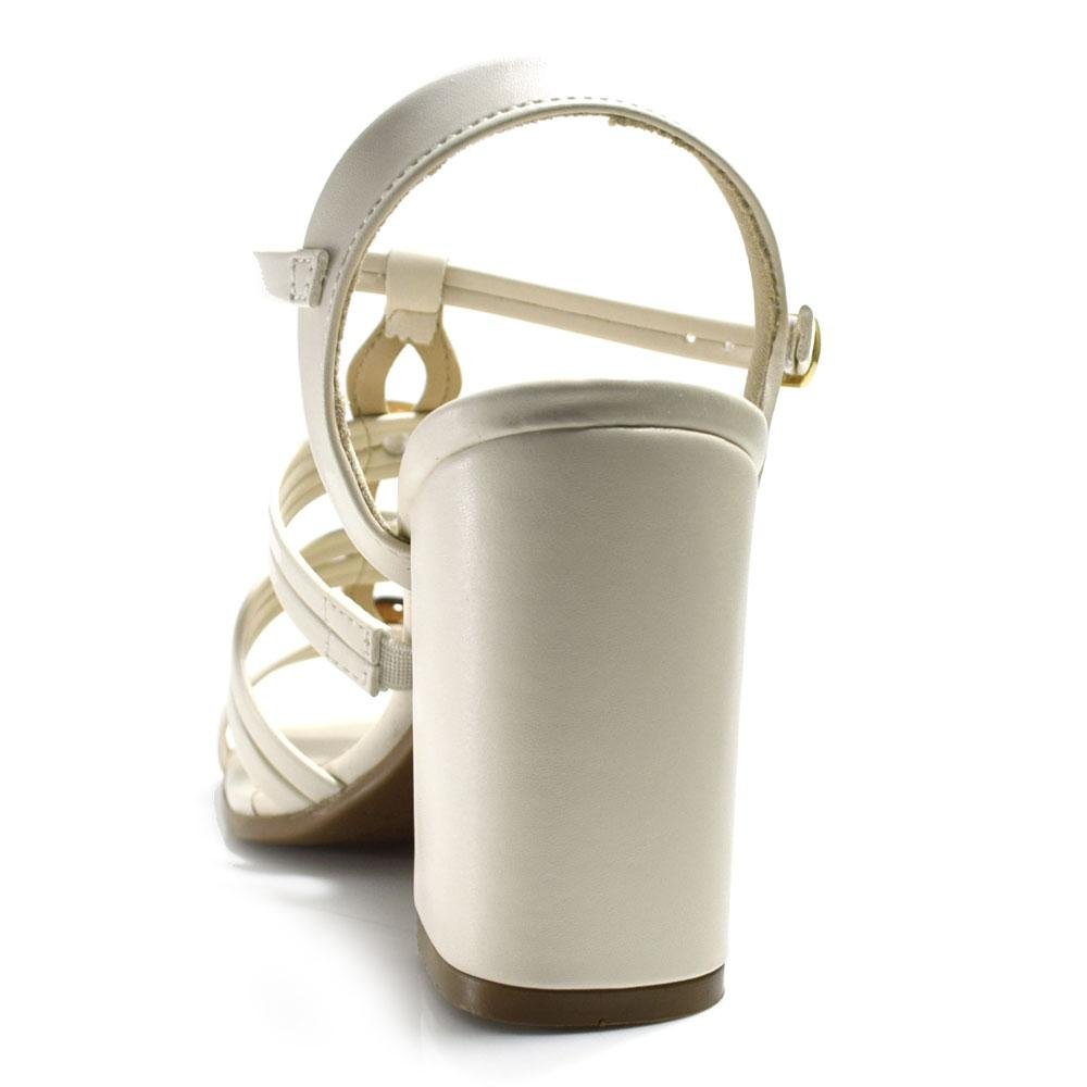 Sandália de Salto Bloco Feminina Ramarim Off White 4