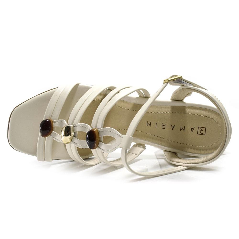 Sandália de Salto Bloco Feminina Ramarim Off White 6