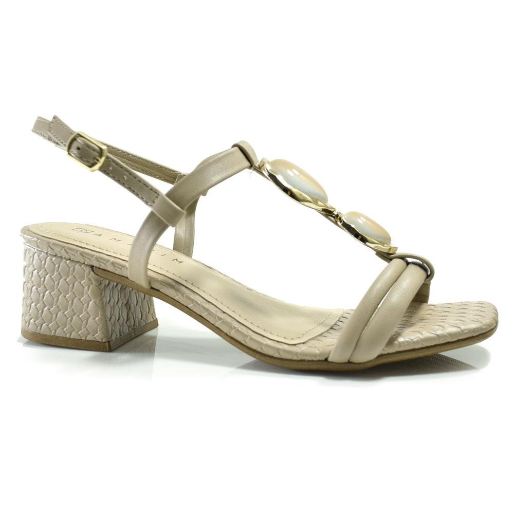 Sandália de Salto Bloco Feminina Ramarim Bege 3