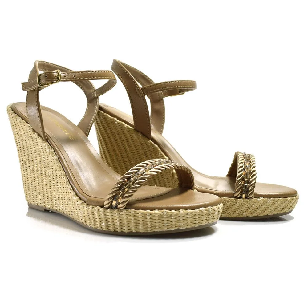 Sandália Plataforma Feminina Via Marte Bege 2