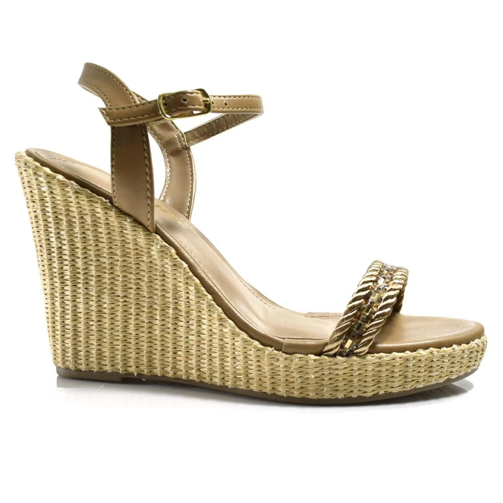 Sandália Plataforma Feminina Via Marte Bege 3