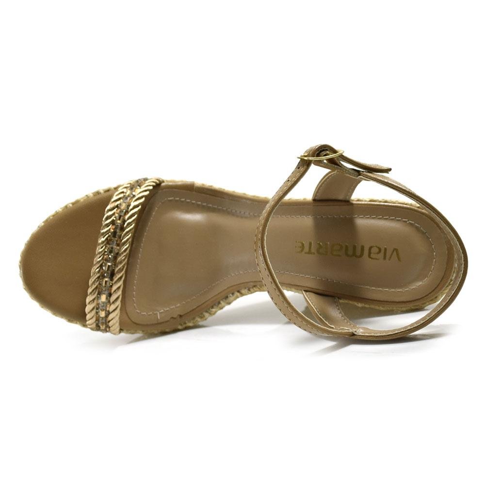 Sandália Plataforma Feminina Via Marte Bege 6
